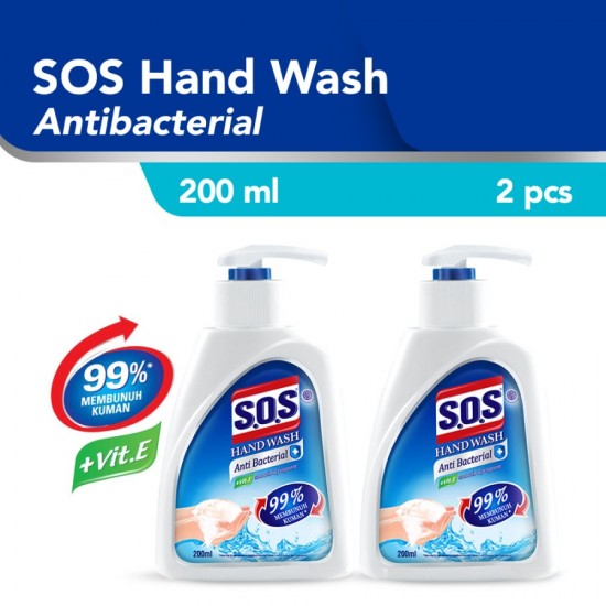 SOS Hand Soap Anti Bacterial Botol Sabun Cuci Tangan [200 mL] / 2pcs