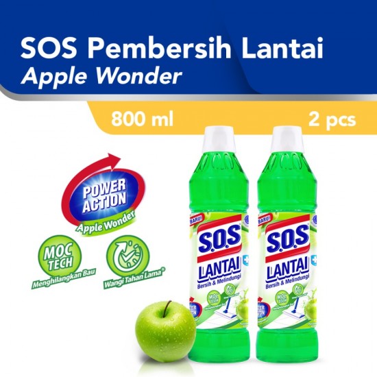 SOS Pembersih Lantai Apple Wonder Hijau Botol [800 ML] - 2pcs