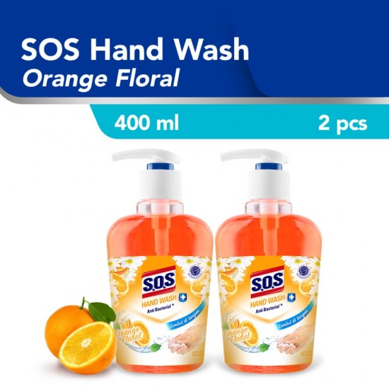 SOS Hand Soap Orange Floral Pink [400 ML] Botol / 2pcs