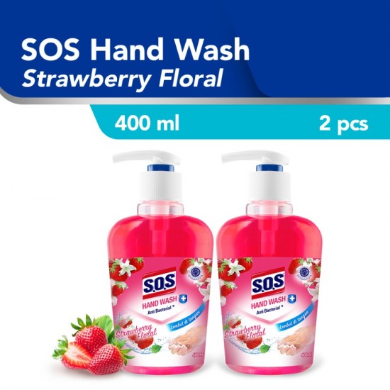 SOS Hand Soap Strawberry Floral Pink [400 ML] Botol / 2pcs