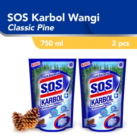 SOS Cairan Pembersih Karbol Classic Pine Refill [750 mL] / 2pcs