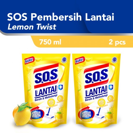 SOS Pembersih Lantai Lemon Twist Refill 750ml - 2pcs