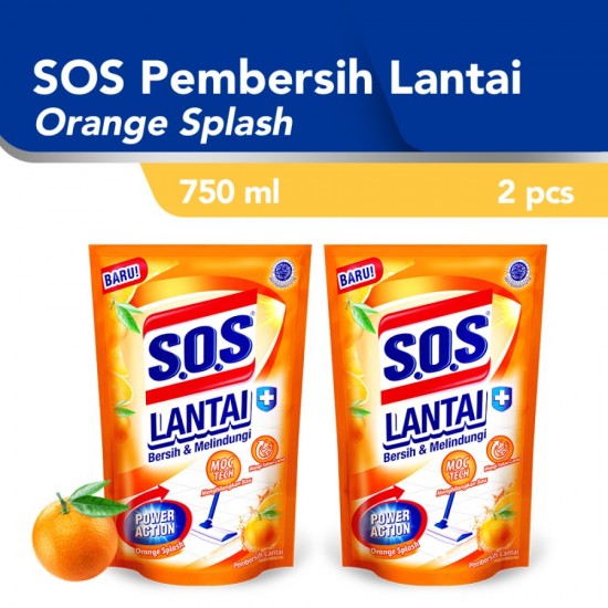 SOS Pembersih Lantai Orange Splash Refill 750ml - 2pcs